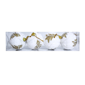 Set de 4 bolas navideñas blancas con dorado - 9928-65