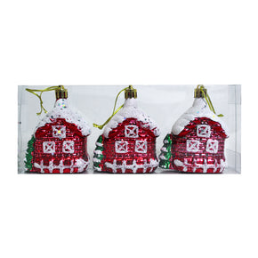 Set de 3 adornos navideños casita roja -  9979-28