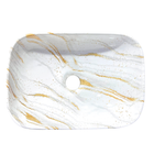 Lavadero rectangular blanco con lineas doradas - BSB2724
