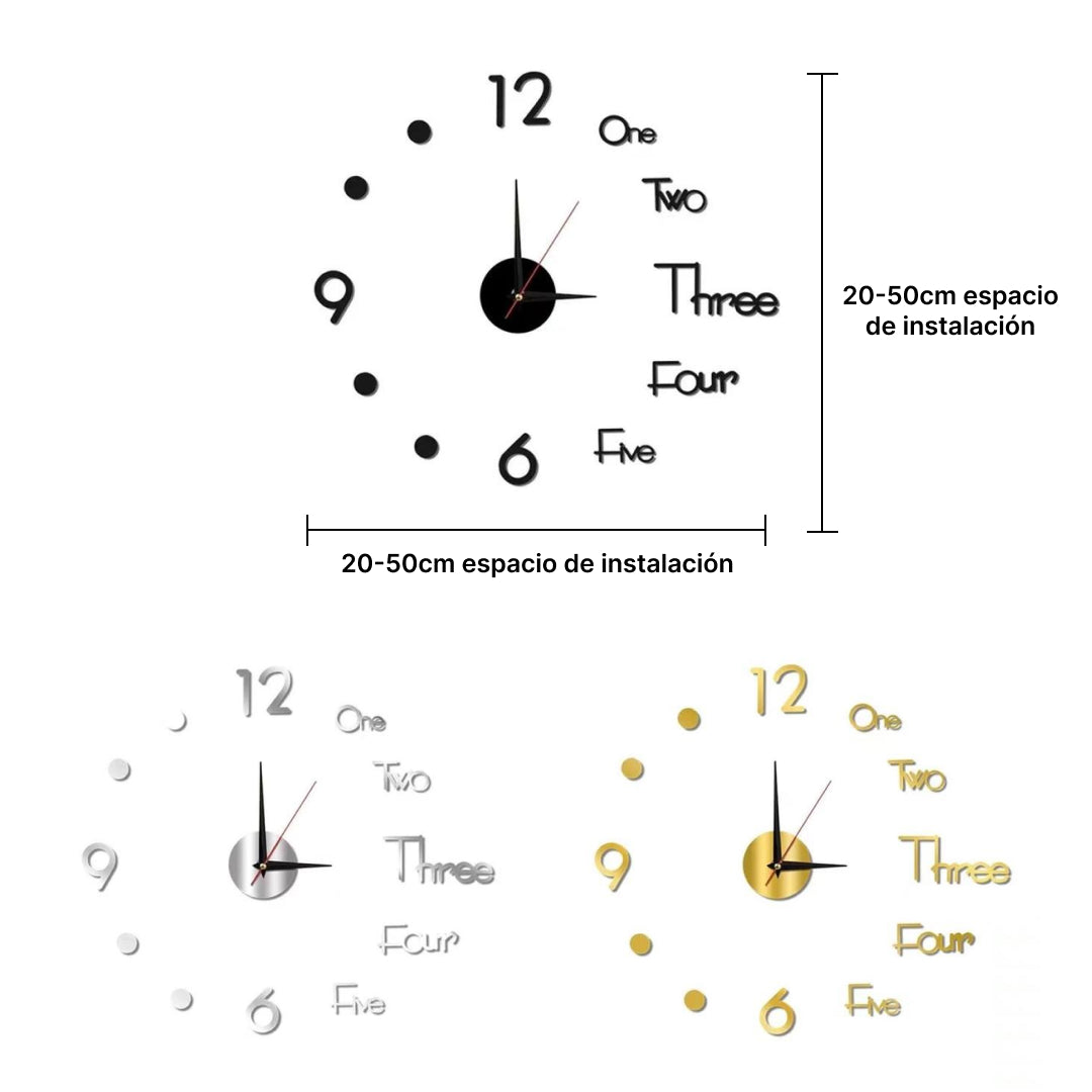 Reloj de Pared Espejo 3D Autoadhesivo Forma de Tetera y Taza -   