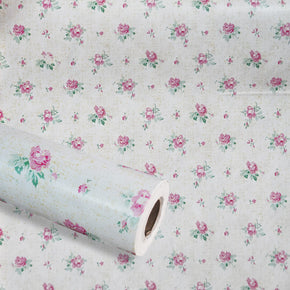 Rollo Papel Autoadhesivo Blanco con Flores 45cm x 10m