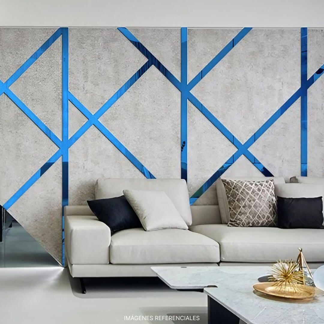 Espejo Decorativo Autoadhesivo en Tiras 5x45cm Azul -  