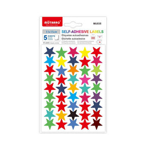 Etiquetas Adhesivas de Estrellas de Colores 5 Hojas x 45und