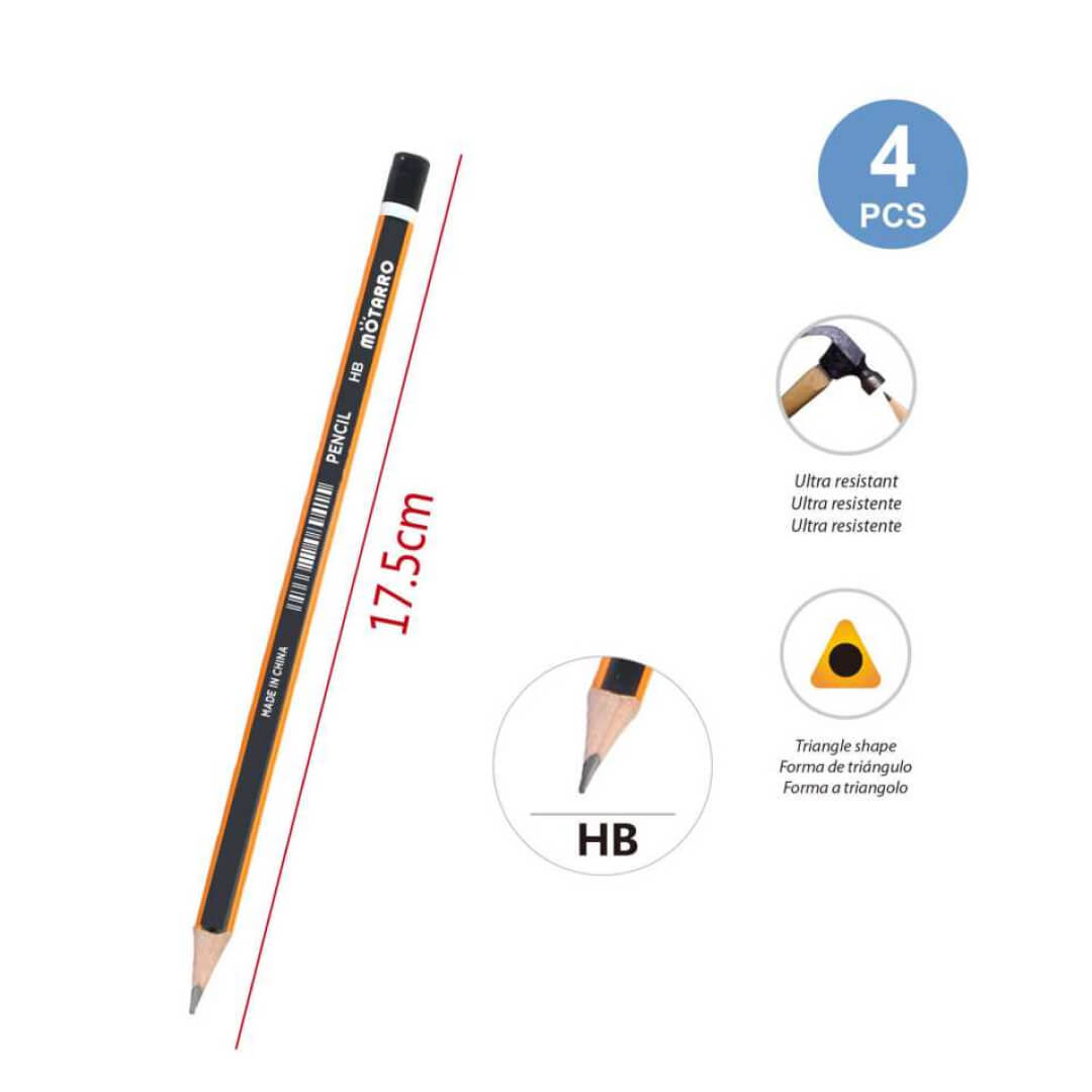 Set de 4 lápices HB ultrarresistentes -  